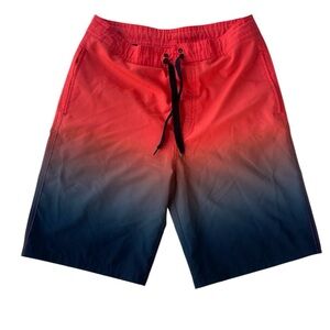 O’RAGEOUS MENS ORANGE GRAY SWIMMING TRUNKS BOARD SHORTS DRAWSTRING SIZE LARGE